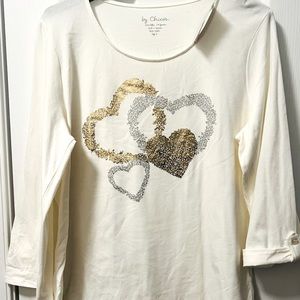 ❤️NWT Reg $69: Perfect 💖! Chico's 💕 3/4 Sleeve T-Chico's Size 2/US SIZE 12